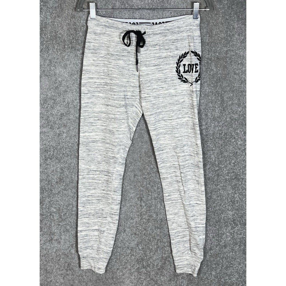 Iris Los Angeles LOVE Drawstring Jogger Sweatpants Womens Size Small Gray Black